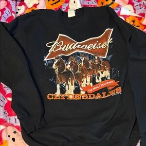 Budweiser Black Crewneck Sweater with Clydesdales junk food size small